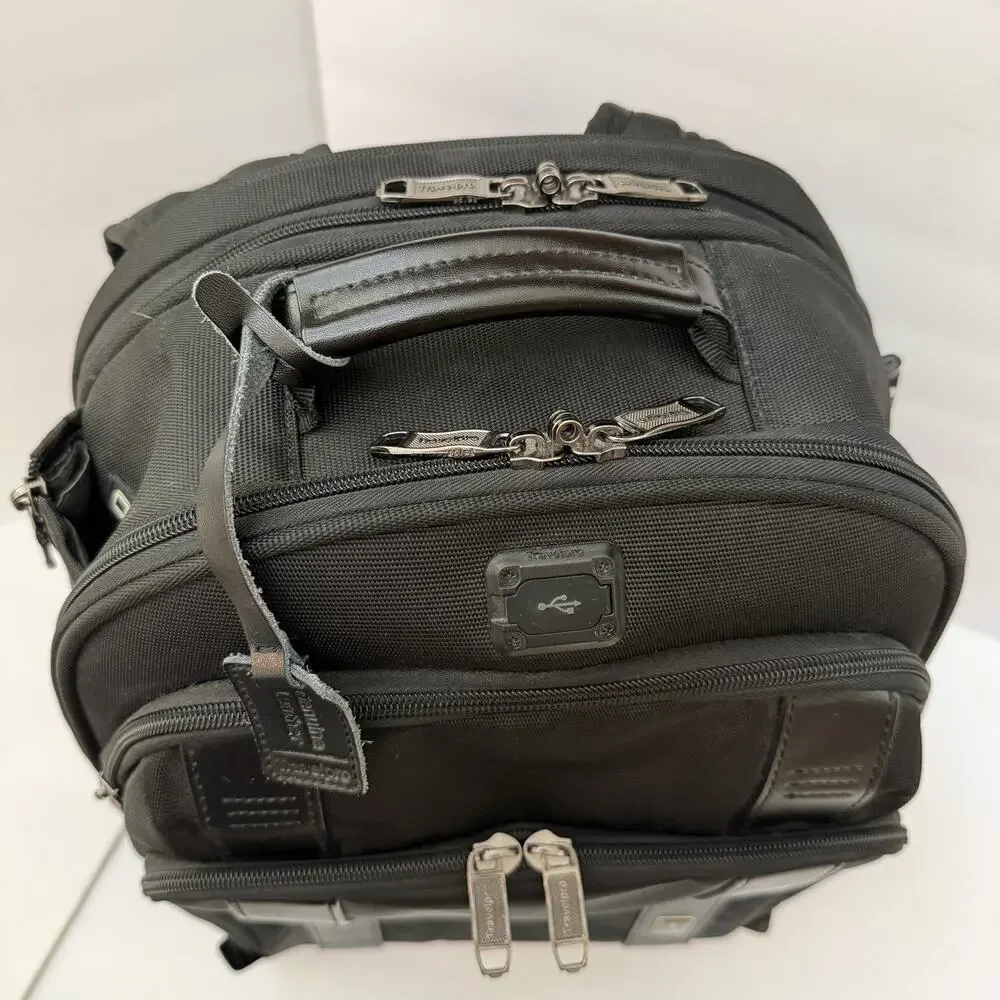 Travelpro Crew Executive Choice 2 Backpack Laptop RFID USB Leather Trim Like New